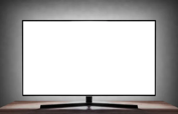Smart TV no quarto com uma tela branca em branco . — Fotografia de Stock