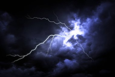 Lightning strike on the dark sky. clipart