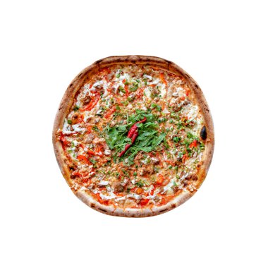 Carpaccio pizza beyaz arka plan izole.