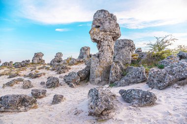 Kum tepeciğindeki taş bloklar