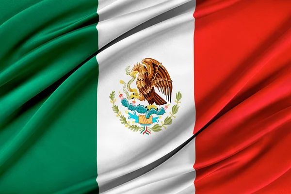 Bunte Mexiko-Flagge weht im Wind. — Stockfoto