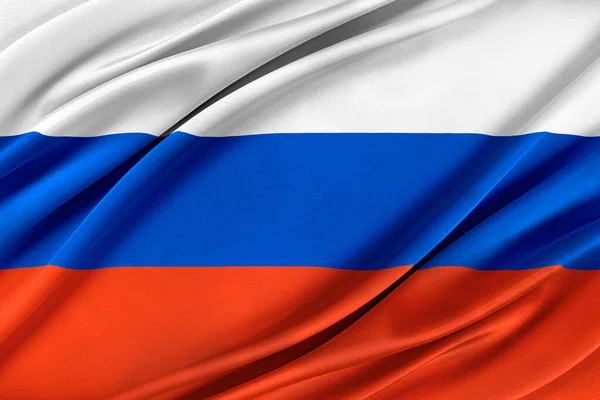 Bandeira colorida da Rússia acenando ao vento . — Fotografia de Stock