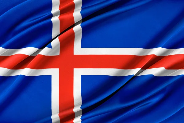 바람에 흔들 리는 다채 로운 아이슬란드의 깃발 — 스톡 사진