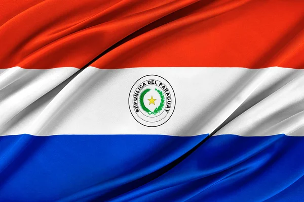 Colorful Paraguay flag waving in the wind. — Stock Photo, Image