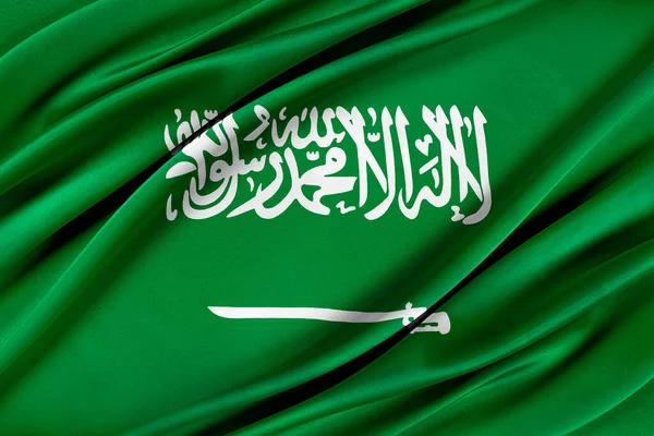 Colorful Saudi Arabia flag waving in the wind. — Stock Photo, Image
