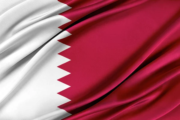 Colorata bandiera del Qatar sventola nel vento. — Foto Stock