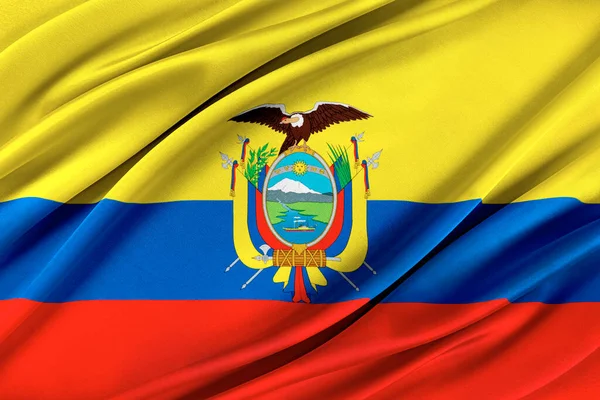 Kleurrijke Ecuador vlag wapperend in de wind. — Stockfoto