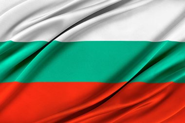 Rüzgarda dalgalanan renkli Bulgaristan bayrağı.