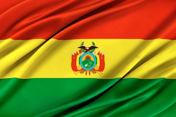 風に揺れるカラフルなボリビア国旗. — ストック写真