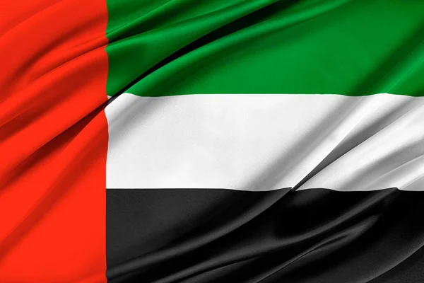 Colorata bandiera degli Emirati Arabi Uniti sventola nel vento. — Foto Stock