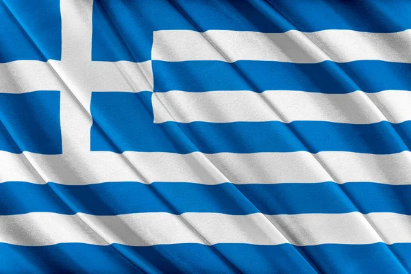 Colorful Greece flag waving in the wind. — Stock Photo, Image