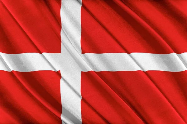 Kolorowa flaga Danii machająca na wietrze. — Zdjęcie stockowe