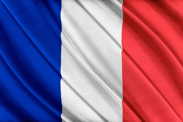 Colorata bandiera francese sventola nel vento. — Foto Stock