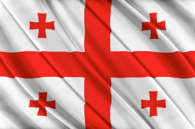 Rüzgarda sallanan renkli Georgia bayrağı.