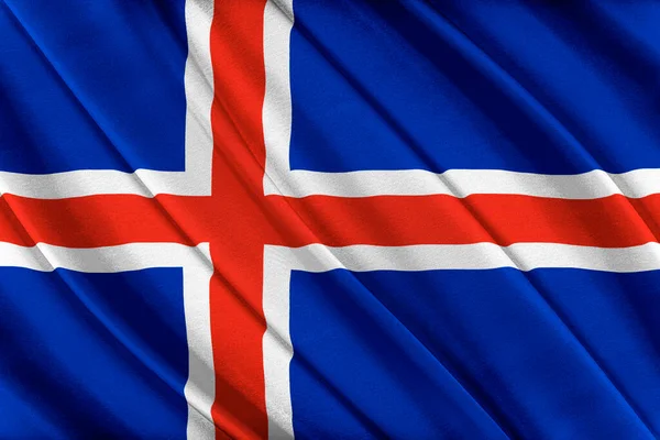 Colorida bandera de Islandia ondeando en el viento — Foto de Stock