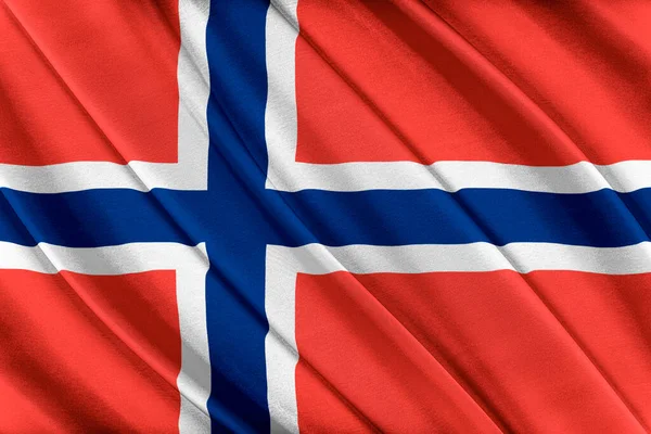 Colorida bandera de Noruega ondeando en el viento. — Foto de Stock