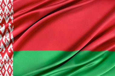 Rüzgarda dalgalanan renkli Belarus bayrağı.