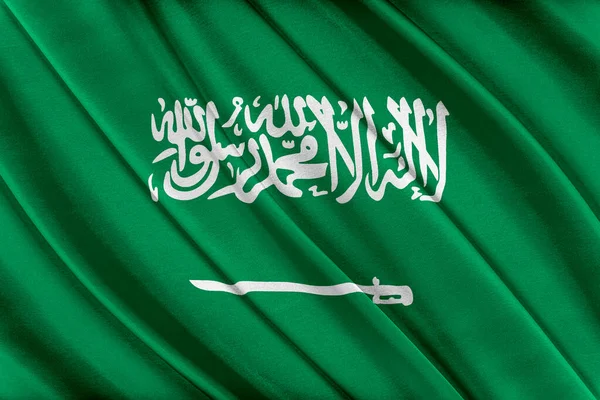रंगीन सऊदी अरब ध्वज हवा में लहर रहा है . — स्टॉक फ़ोटो, इमेज