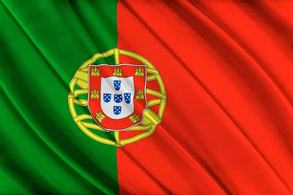 Bandeira colorida de Portugal acenando ao vento . — Fotografia de Stock