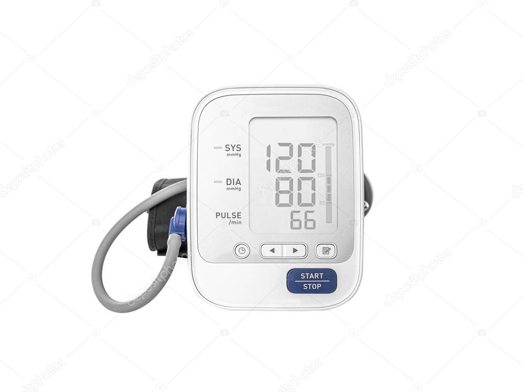 Medical electronic tonometer on white background