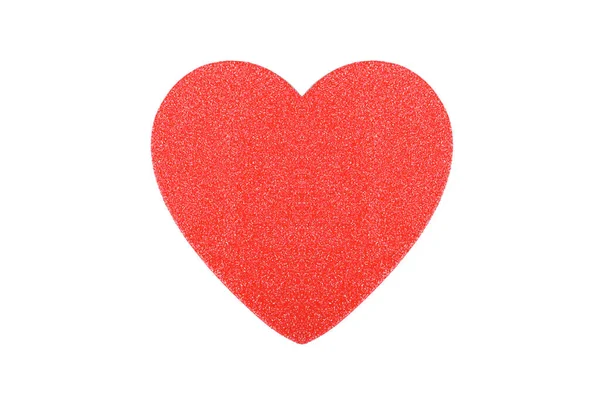 Red paper heart with sparkles isolated on white. — Stock Photo, Image