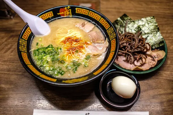 Close View Delicious Japanese Cuisine Wooden Table — Stock Photo, Image