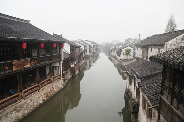 Beautiful Canal Chinese Architecture Huzhou Zhejiang China — Stock Photo, Image