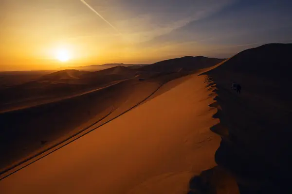 Beautiful Dunhuang Desert Sunrise Gansu — Stock Photo, Image