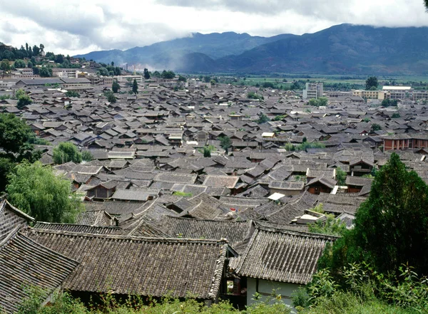 Lijiang Yunnan Çin Çatılarının Havadan Görünümü — Stok fotoğraf