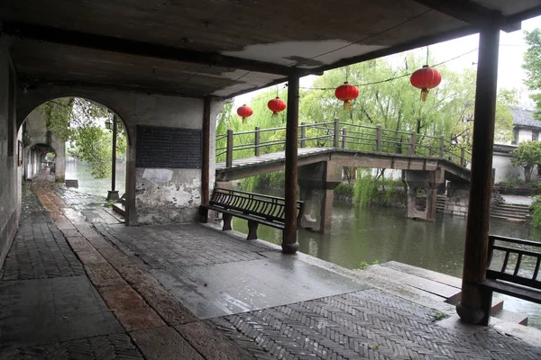 Beautiful Canal Chinese Architecture Huzhou Zhejiang China — Stock Photo, Image