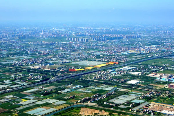 上海浦東新エリアの航空写真 — ストック写真