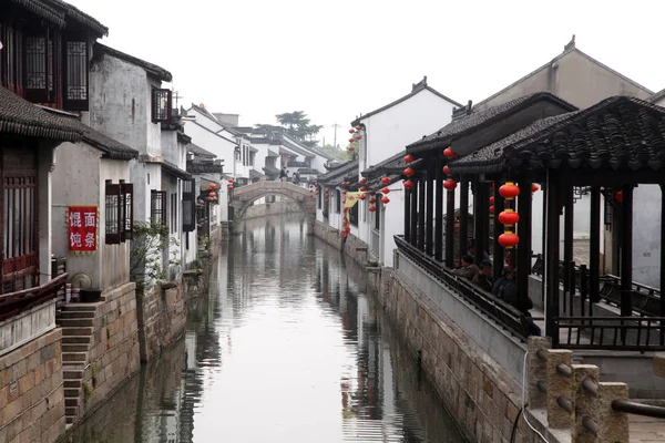 Красивий Гранд Канал Китайська Архітектура Сучжоу Провінція Цзянсу Китай — стокове фото