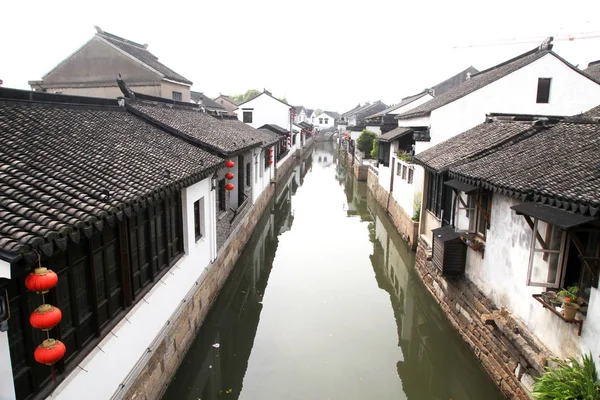 Gyönyörű Grand Canal Kínai Építészet Suzhou Jiangsu Tartomány Kína — Stock Fotó