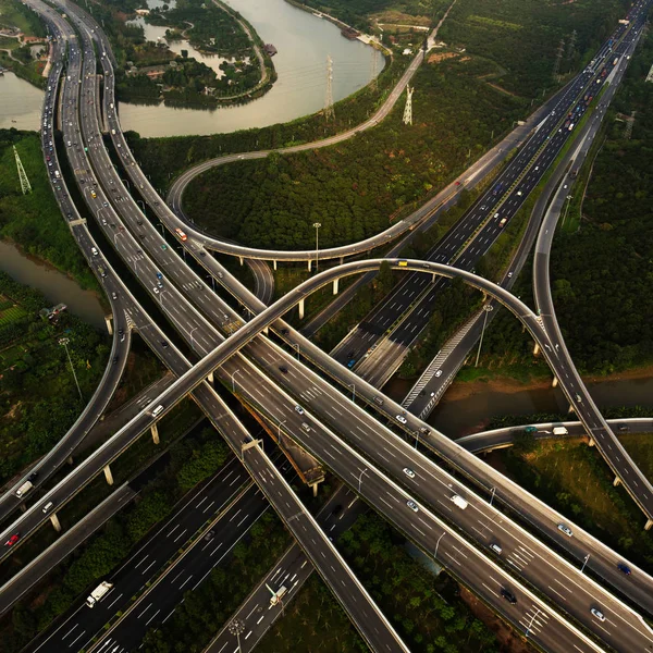 Vista Aérea Del Paso Elevado Xinzhou Ciudad Guangzhou Provincia Guangdong — Foto de Stock