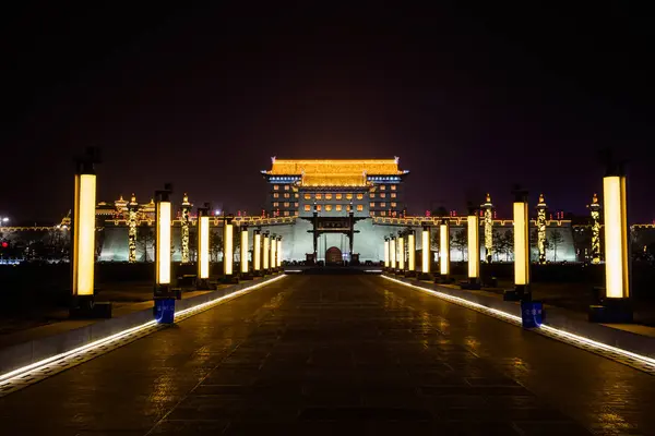Ночной Вид Городскую Архитектуру Сиань Провинция Шэньси Китай — стоковое фото