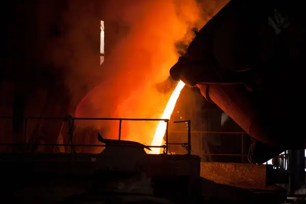 Industrial Equipment Illuminated Automated Steel Mill China — Stock Photo, Image