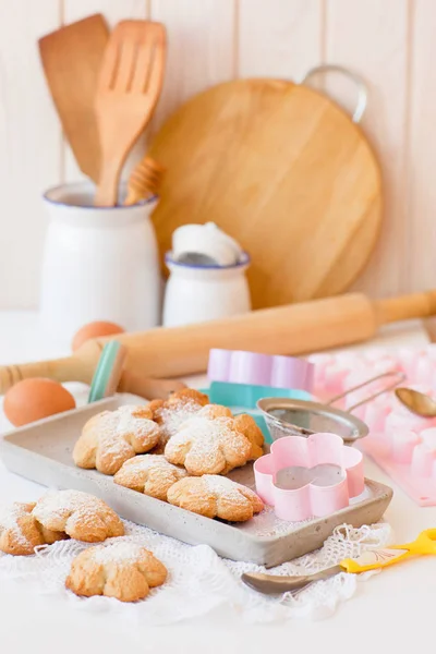 delicious shortbread cookies and kitchen tools