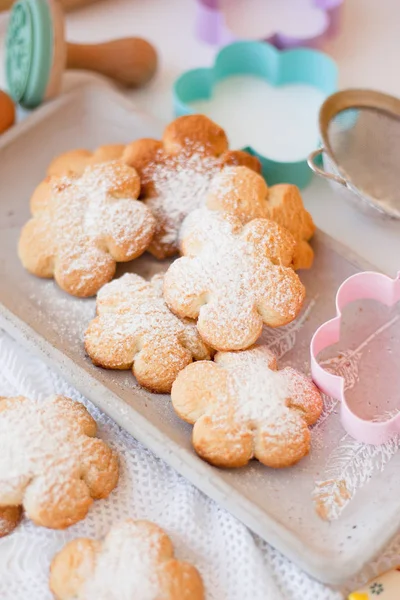 Fragrant Homemade Cookies Powdered Sugar — Stock Photo, Image