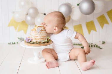 baby's first sweet birthday cake clipart