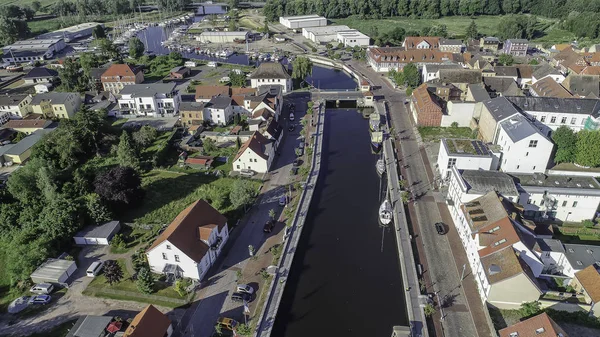 Ueckermünde Staden Och Hamnen Över Reservoaren Szczecin — Stockfoto