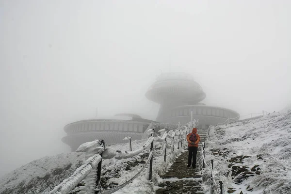 Schneekoppe Riesigen Gebirge Wintermantel — Stockfoto