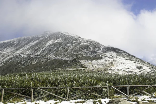 Schneekoppe Riesigen Gebirge Wintermantel — Stockfoto