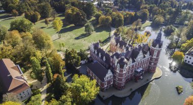 Güzel bir kale ve gardens - kötü Muskau Ilk kez Pckler Park - bir kuş bakışı