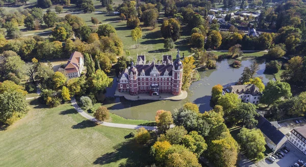 Güzel bir kale ve gardens - kötü Muskau Ilk kez Pckler Park - bir kuş bakışı