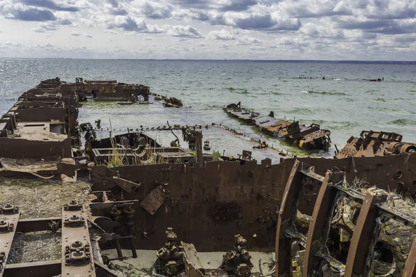 Bahía Naufragios Península Hel Mar Báltico Orp Wicher Orp Grom — Foto de Stock