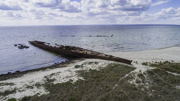Shipwreck bay, Orp Wicher, Orp Grom, Hel üzerinde, havadan görünümü