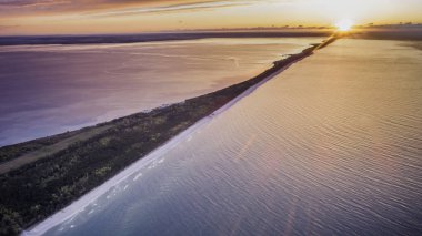 Hel, Hel Yarımadası üzerinde gün batımı, Baltık Denizi, Gdansk Körfezi, Polonya