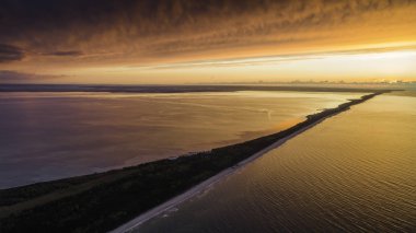 Hel, Hel Yarımadası üzerinde gün batımı, Baltık Denizi, Gdansk Körfezi, Polonya
