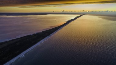 Hel, Hel Yarımadası üzerinde gün batımı, Baltık Denizi, Gdansk Körfezi, Polonya