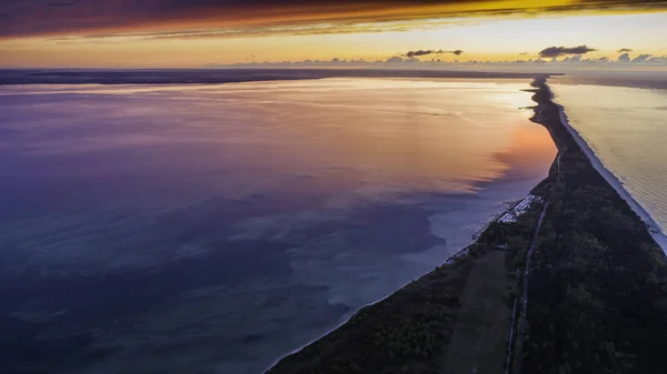 Hel Por Sol Sobre Península Hel Mar Báltico Golfo Gdansk — Fotografia de Stock